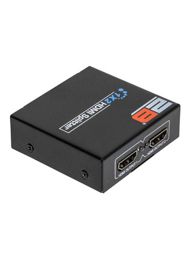 2B HDMI Splitter, 1 to 2, automatic detection, with Power Adapter an Led Indicator Black - Image 1