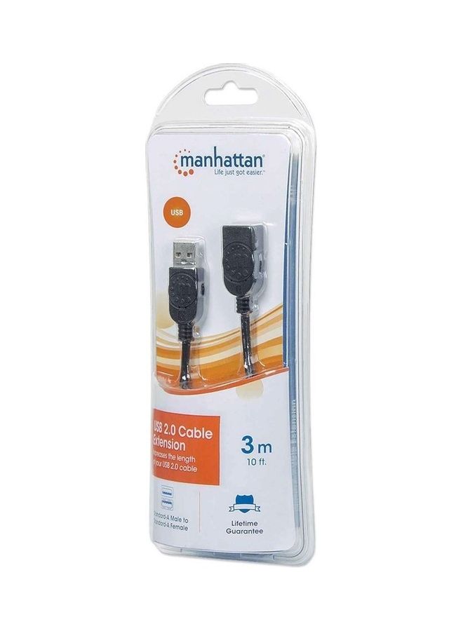 Manhattan - 393850 Hi-Speed USB Extension Cable, A Male / A Female, Speeds of up to 480 Mbps Black - Image 1