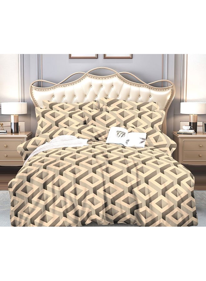 CAN 4 Piece Double Size Comforter Set Fabric Beige 