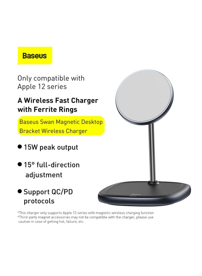 Baseus - 15W Magnetic Wireless Charger Stand (Compatible with MagSafe for iPhone 13/12Series and other MagSafe Enabled Devices Black - Image 1