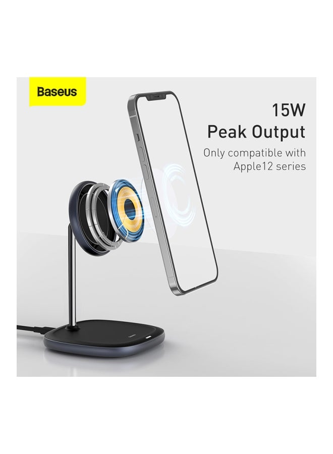 Baseus - 15W Magnetic Wireless Charger Stand (Compatible with MagSafe for iPhone 13/12Series and other MagSafe Enabled Devices Black - Image 1