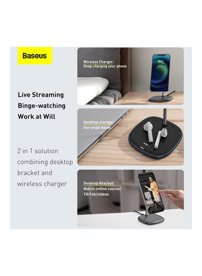 Baseus - 15W Magnetic Wireless Charger Stand (Compatible with MagSafe for iPhone 13/12Series and other MagSafe Enabled Devices Black - Image 1