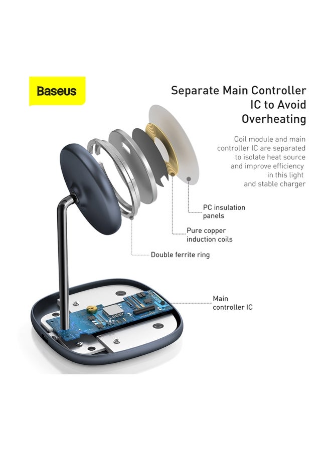Baseus - 15W Magnetic Wireless Charger Stand (Compatible with MagSafe for iPhone 13/12Series and other MagSafe Enabled Devices Black - Image 1