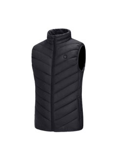 Collar Zipper Design Heating Vest Black
