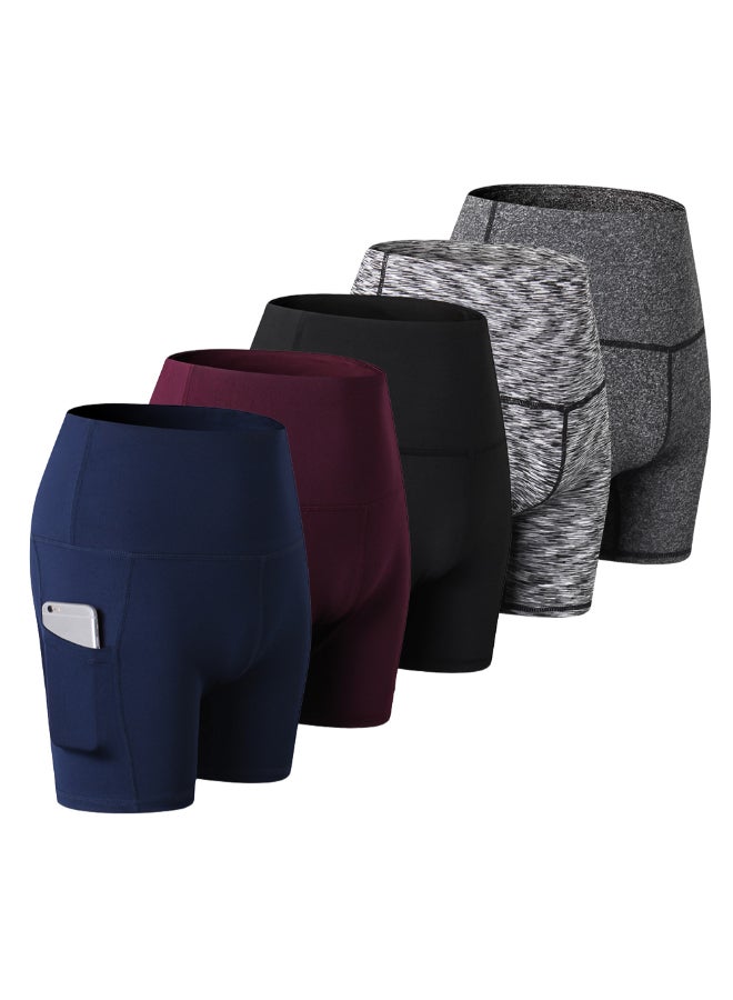 Tummy Control Yoga Shorts With Pocket Multicolour