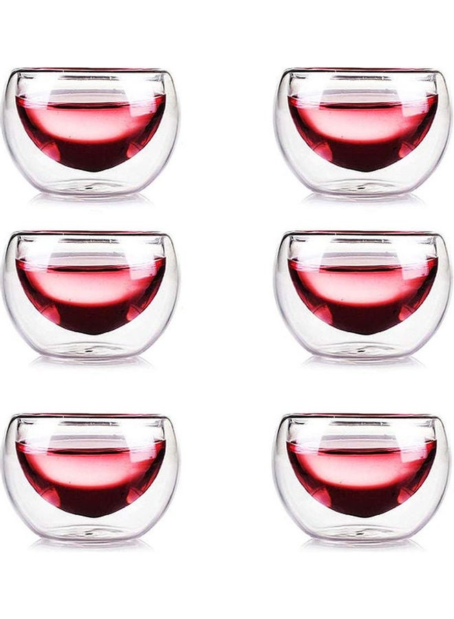 6-Piece Heat Resistant Double Wall Glass Tea Cup Set Transparent 100ml - Image 2
