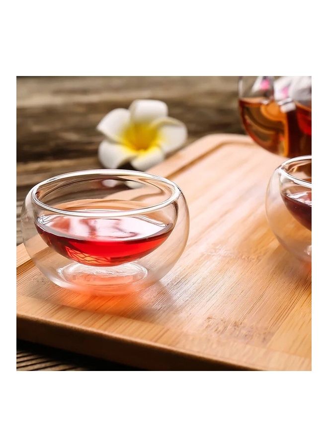 6-Piece Heat Resistant Double Wall Glass Tea Cup Set Transparent 100ml - Image 3