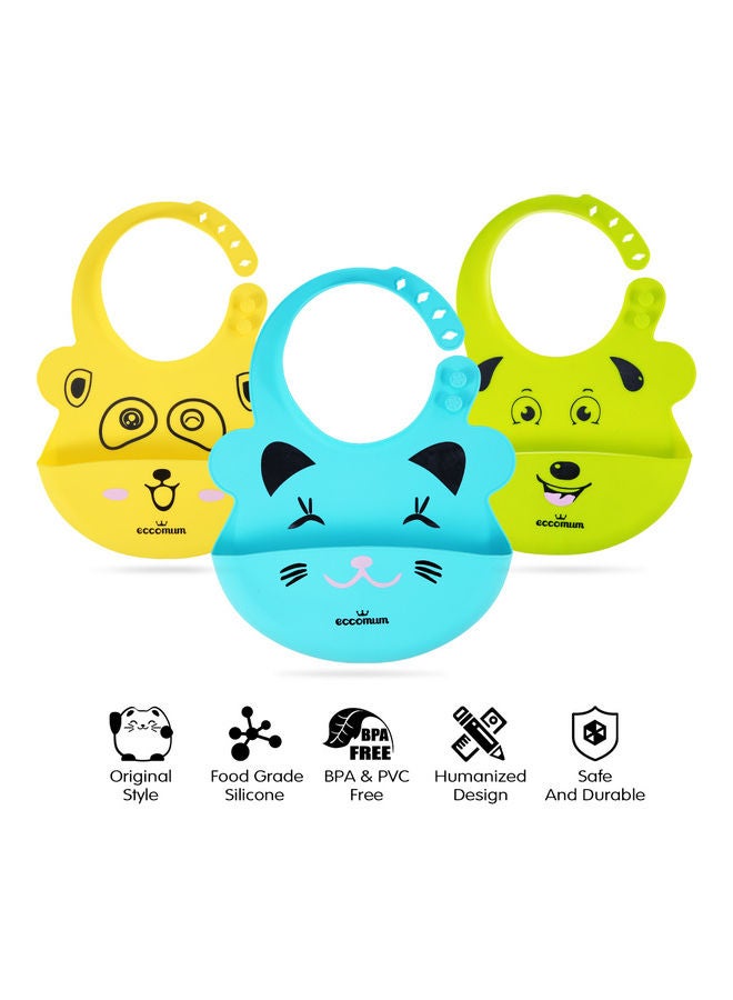 eccomum 3-Piece Silicone Baby Bib - Image 1