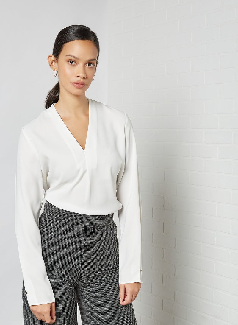 SELECTED FEMME V Neck Blouse Snow White - Image 1
