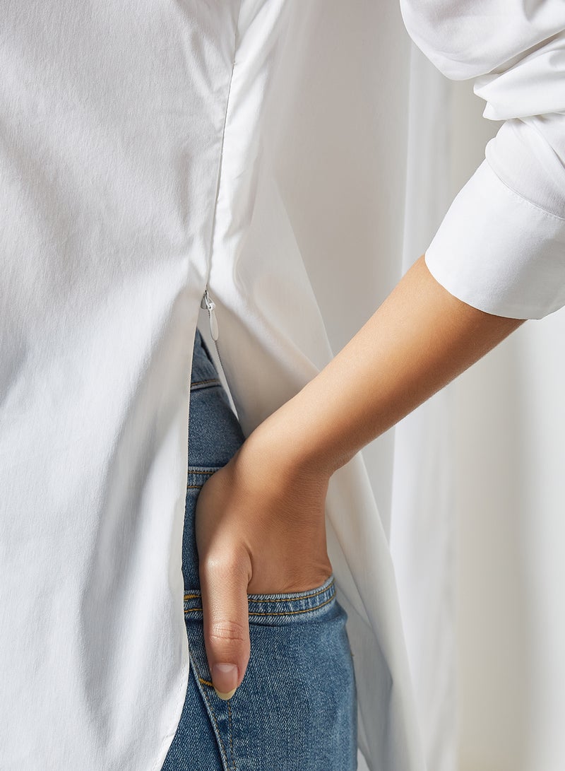 SELECTED FEMME - Side Zip Shirt Bright White - Image 1