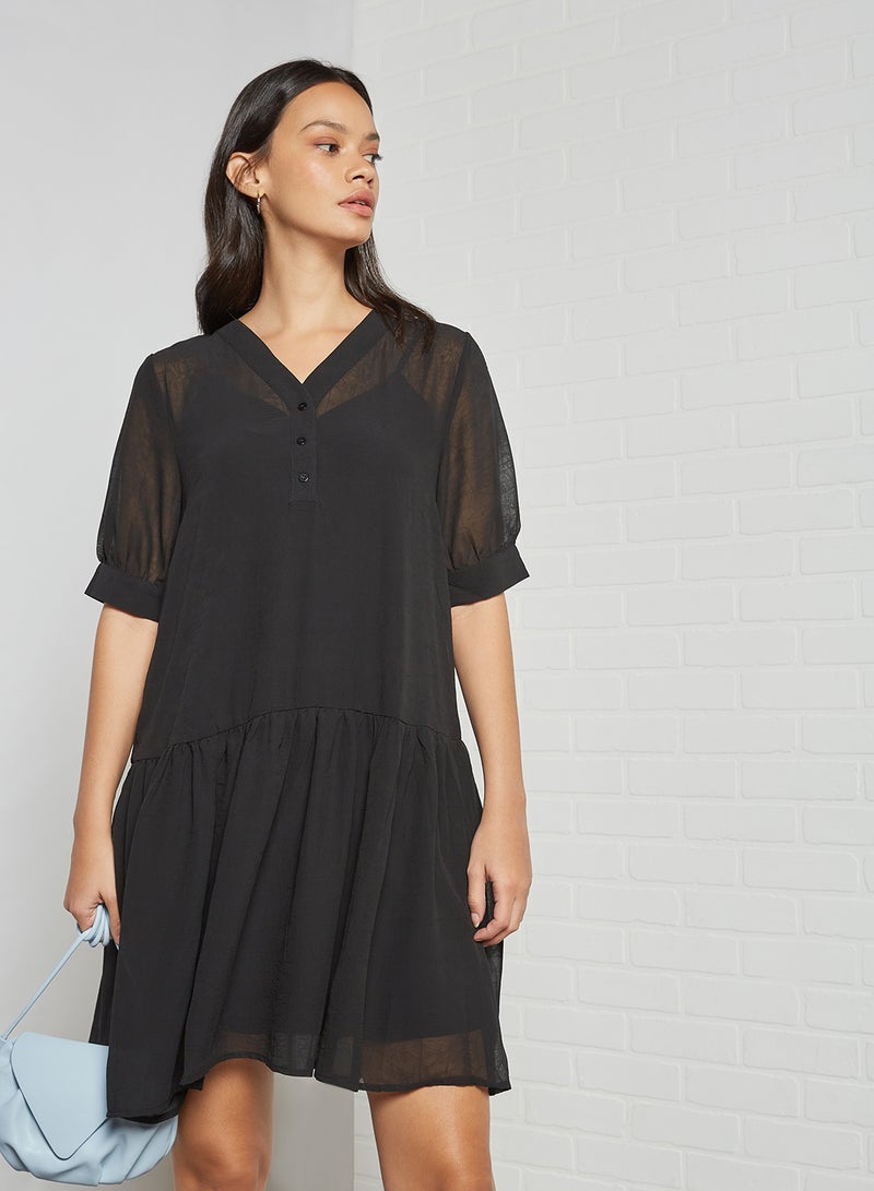 SELECTED FEMME - Peplum Mini Dress Black - Image 1