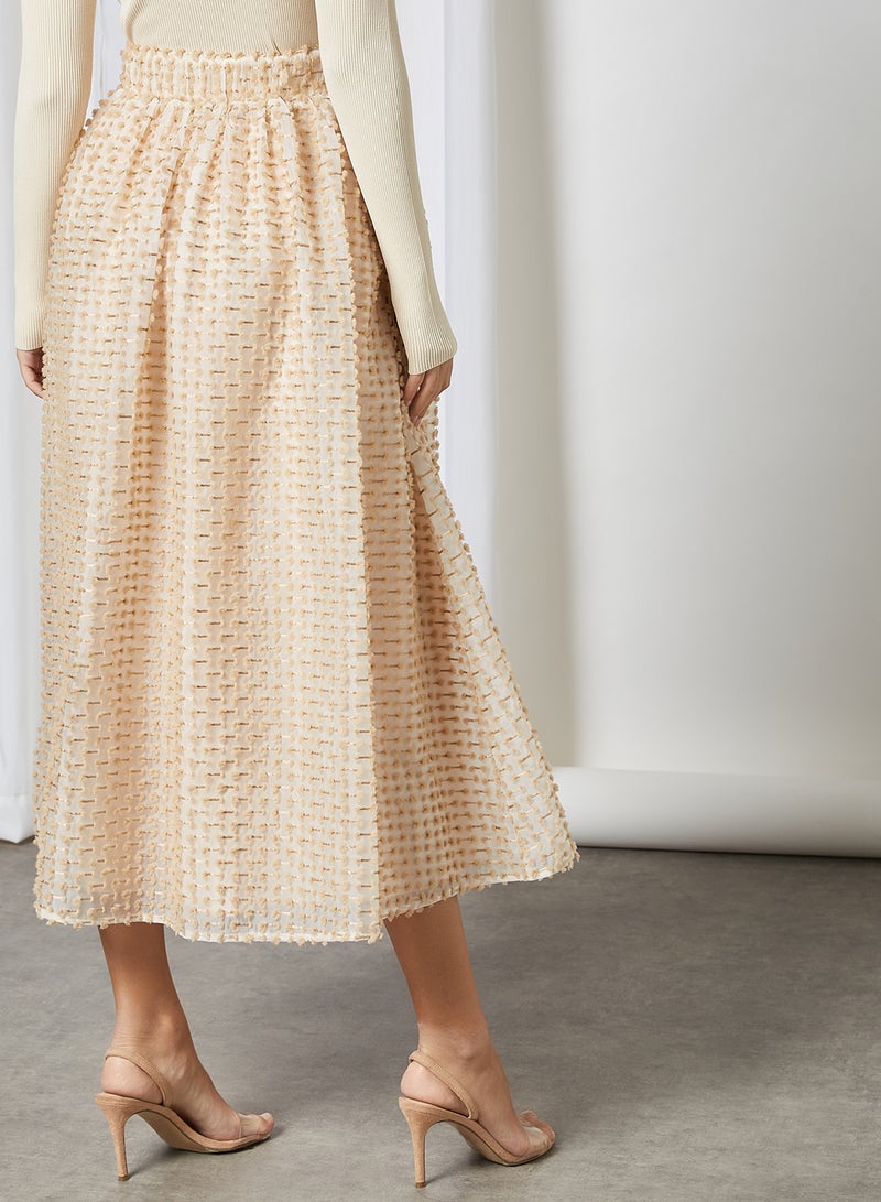 SELECTED FEMME - Textured High Waist Skirt Beige - Image 1
