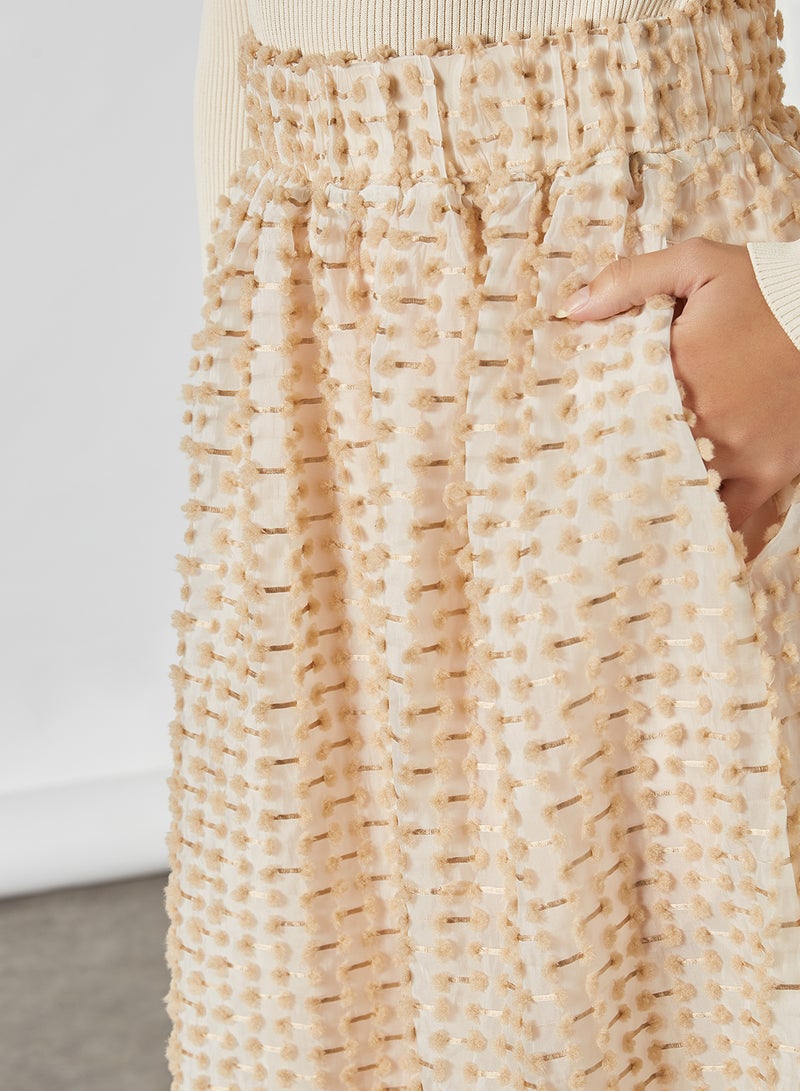 SELECTED FEMME - Textured High Waist Skirt Beige - Image 1