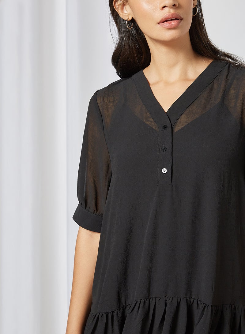 SELECTED FEMME - Peplum Mini Dress Black - Image 1