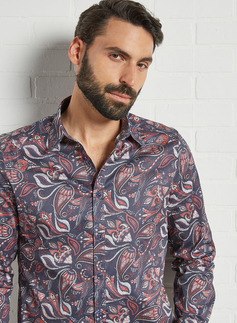 Sivvi x D'Atelier Paisley Print Shirt Navy  - Image 4