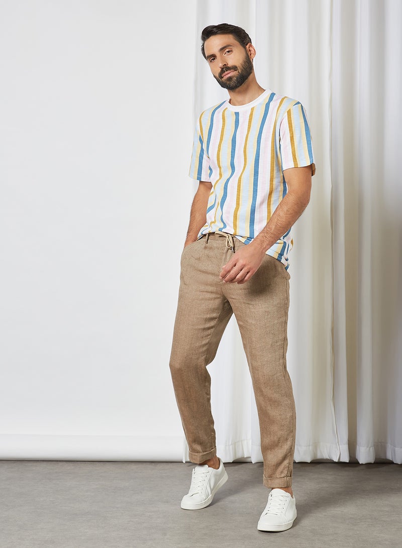 STATE 8 All-Over Stripe T-Shirt Baby Blue/Sand Stripes  - Image 3