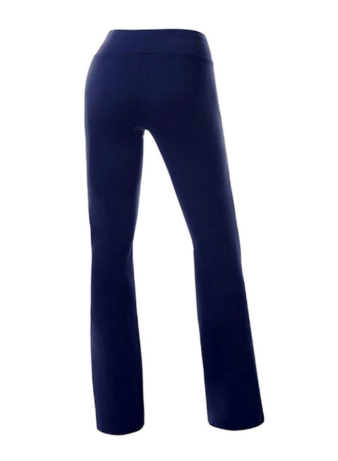 Generic - Solid Pattern Boot Cut Tummy Control Workout Yoga Pants Dark Blue - Image 1