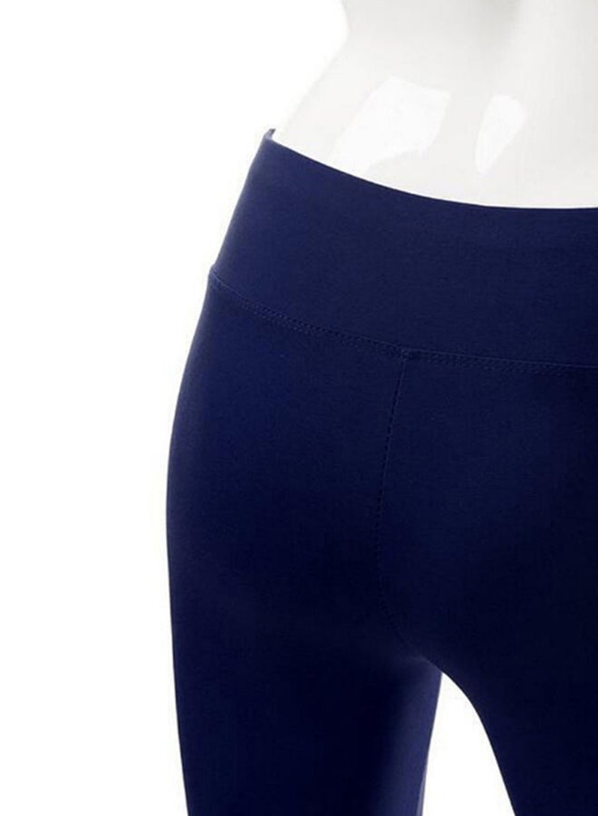 Generic - Solid Pattern Boot Cut Tummy Control Workout Yoga Pants Dark Blue - Image 1