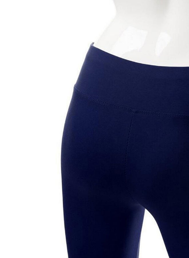 Generic - Solid Pattern Boot Cut Tummy Control Workout Yoga Pants Dark Blue - Image 1