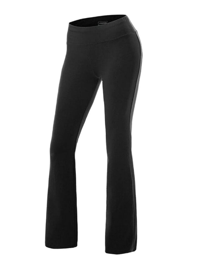 Solid Pattern Boot Cut Tummy Control Workout Yoga Pants Black  - Image 1