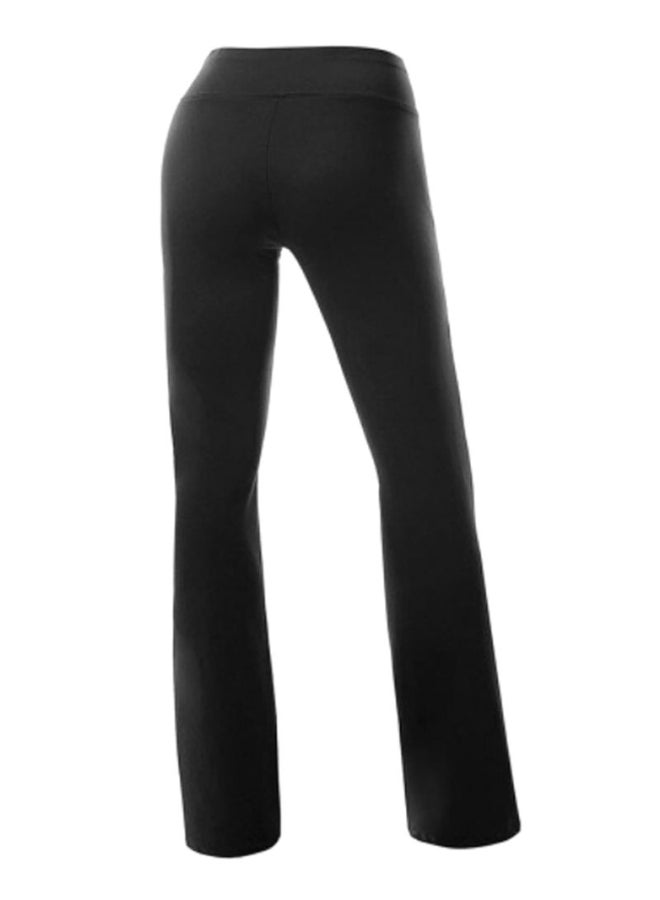 Solid Pattern Boot Cut Tummy Control Workout Yoga Pants Black  - Image 2