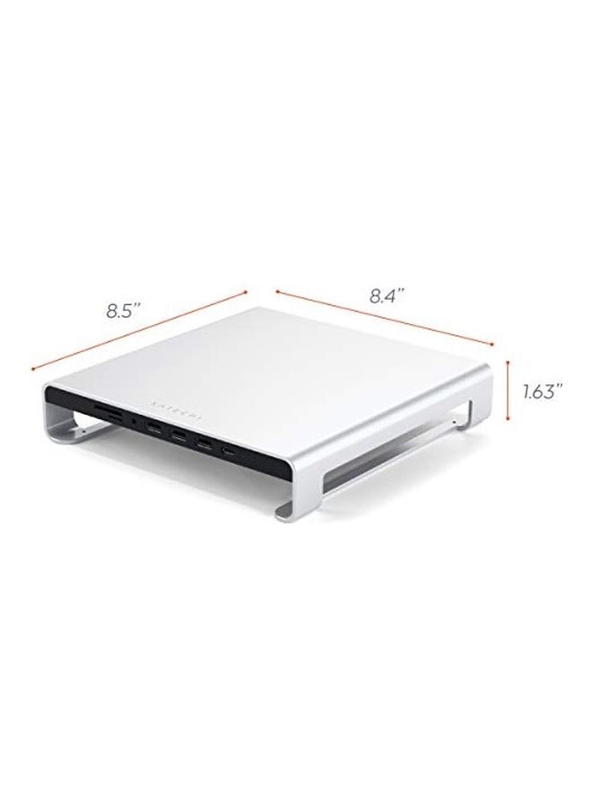 SATECHI - Monitor Stand With USB Hub Silver - Image 1
