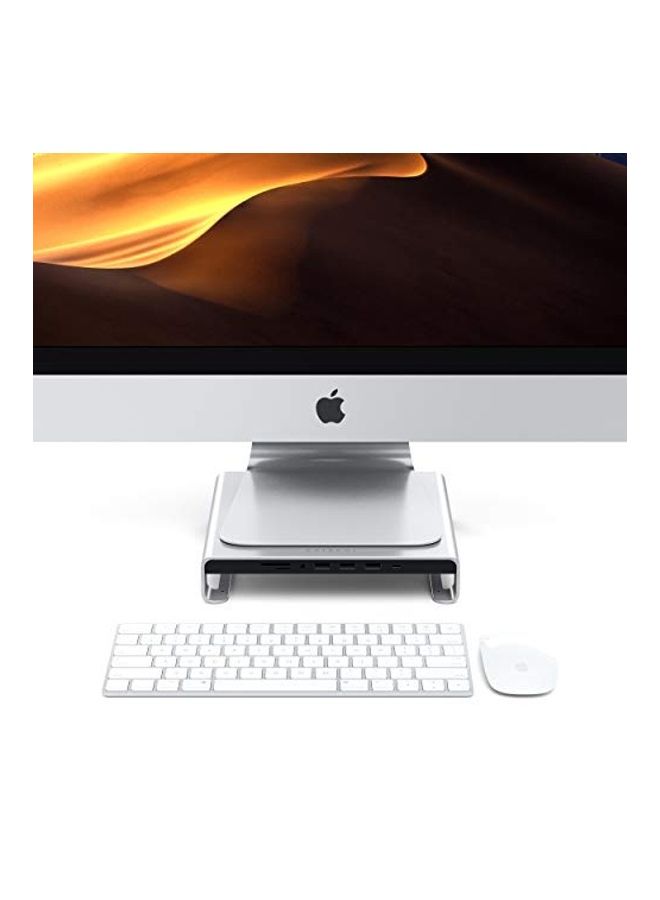 SATECHI - Monitor Stand With USB Hub Silver - Image 1
