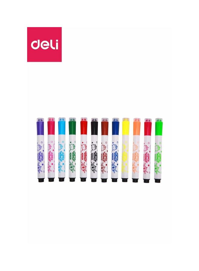 ديلي مجموعة أقلام برأس من اللباد وتصميم سوبر وينجز من 12 قلم متعدد الألوان - Image 4