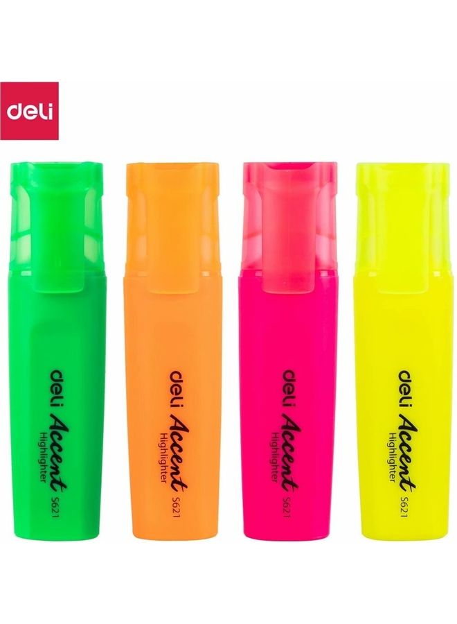 Deli 4-Piece Accent Highlighter Set Orange/Pink/Green  - Image 1