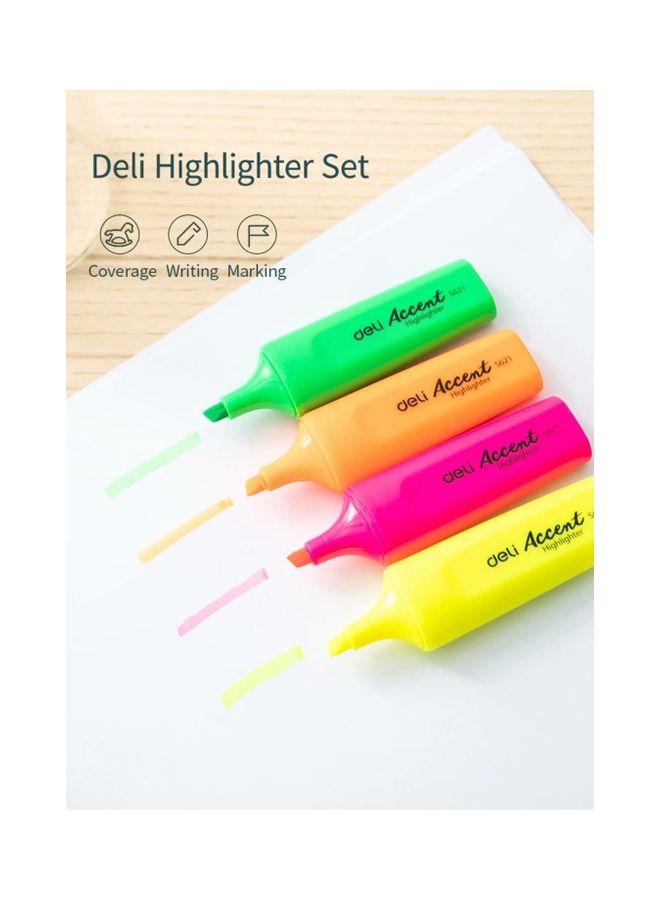 Deli 4-Piece Accent Highlighter Set Orange/Pink/Green  - Image 3