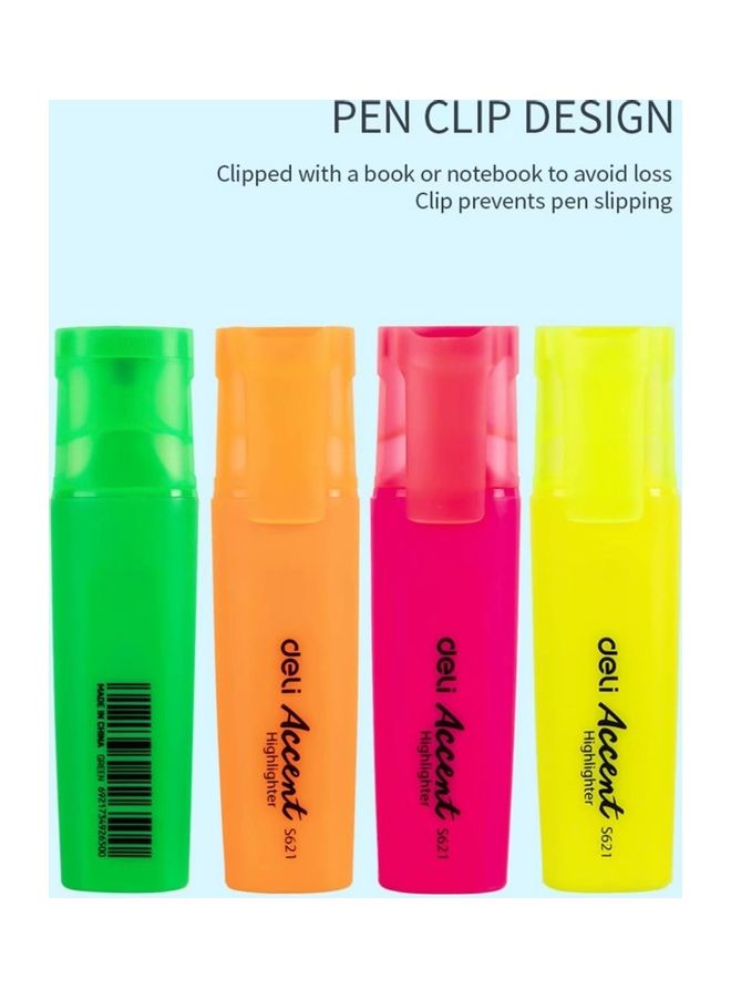 Deli 4-Piece Accent Highlighter Set Orange/Pink/Green  - Image 5