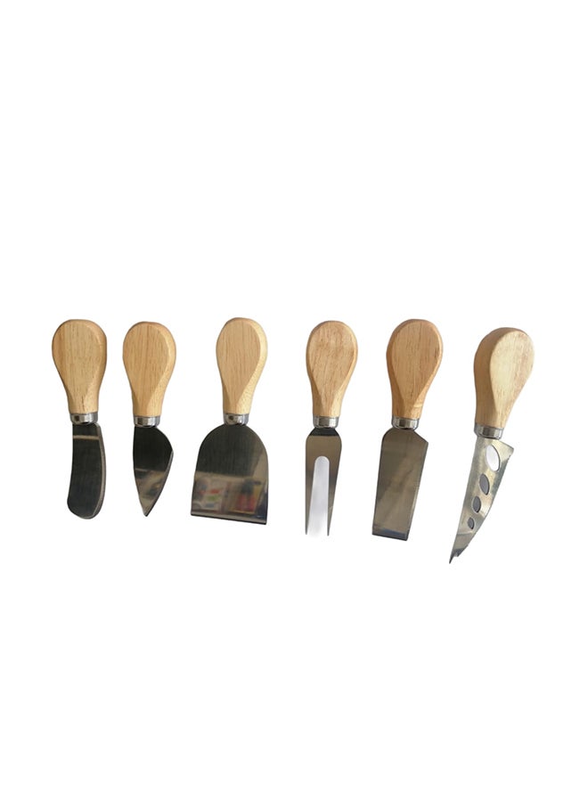 6-Piece Cheese Cutting Stainless Steel Knife Set Silver/Brown  - Image 4