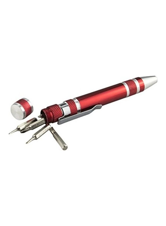 Generic 8-In-1 Mini Pen Screwdriver Set Red/Silver  - Image 1