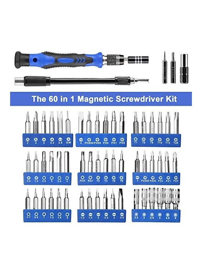 طقم مفكات براغي دقيقة مكون من 60 قطعة متعدد الألوان 1.25x9.25x4.48بوصة  - Image 3