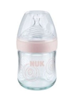 Nature Sense Glass Baby Bottle with Silicone Teat, 0 To 6 Months- 120 ML
