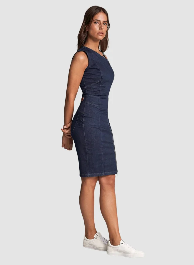 SALSA Zip-Up Denim Dress Blue