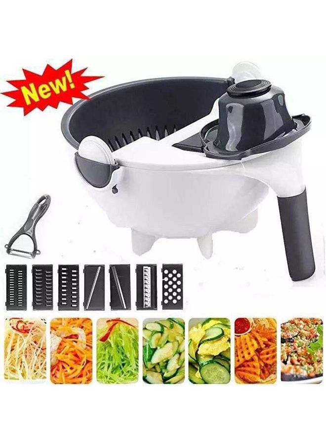 Vegetable Slicer And Strainer With 5 Different Blades White