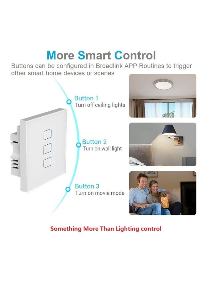 Broadlink - Smart Switch 3 Gang Works With Alexa Google Home IFTTT White - Image 1