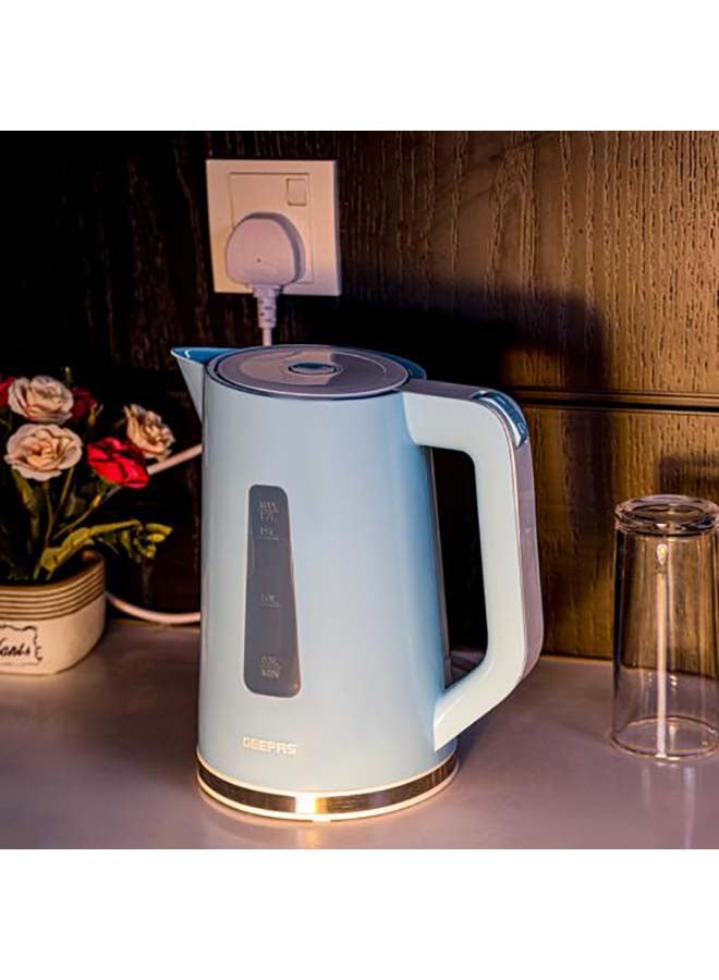 جيباس غلاية مياه كهربائية لاسلكية بقفل أمان مع حماية ضد الغليان الجاف 1.7 L 2200 W GK5449N أزرق - Image 3