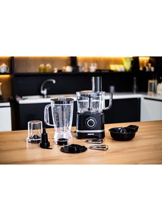 10-IN-1 Food Processor| Transparent Jars with Stainless Steel Blades for Blending, Slicing, Shredding, Cutting, Chopping, Whisking, and More| Unique Detachable Attachments, Stainless Steel Housing and Rich in Design| 2 Speed Control with Pulse 800.0 W GSB5487 Black - v1616322170/N11043766A_1