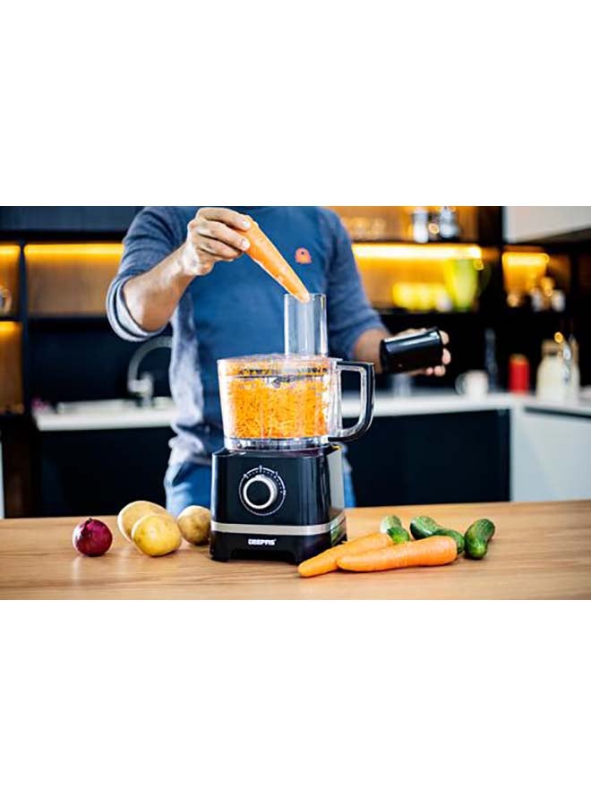 10-IN-1 Food Processor| Transparent Jars with Stainless Steel Blades for Blending, Slicing, Shredding, Cutting, Chopping, Whisking, and More| Unique Detachable Attachments, Stainless Steel Housing and Rich in Design| 2 Speed Control with Pulse 800.0 W GSB5487 Black