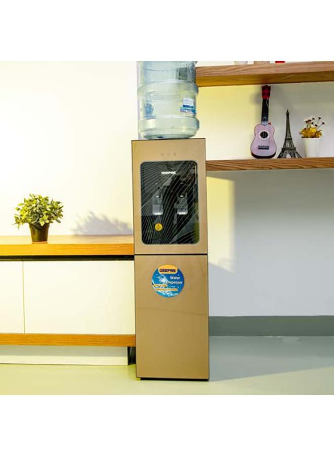 GEEPAS - Top Loaded Water Dispenser with Refrigerator - High-Quality Food Grade Stainless Steel Tank Non-Dust Adhesive Prevents Bacteria | 2 Taps -Hot Or Cold, No Water Leakage, Low Cost | Easy to Install | Ideal for Home Office & More GWD8363 Silver/Black/Yellow - Image 1