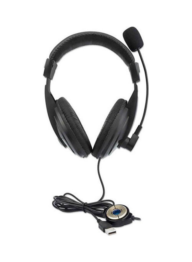 Manhattan - 179881 Stereo USB Headset Lightweight Over-ear Design Black - Image 1
