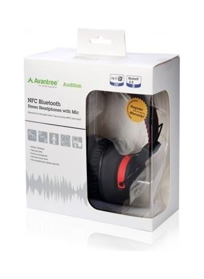 Avantree - AS9 Audition Bluetooth Over the Ear Headphones with Built-in Mic Black - Image 1
