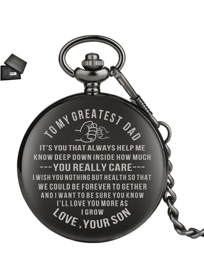 ياش ساعة جيب كوارتز مطبوع عليها عبارة "To My Greatest Dad" مع سلسلة  - Image 1