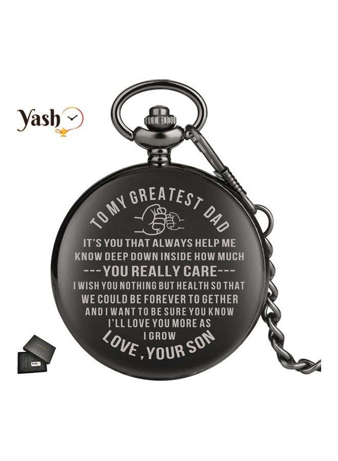 ياش ساعة جيب كوارتز مطبوع عليها عبارة "To My Greatest Dad" مع سلسلة  - Image 2