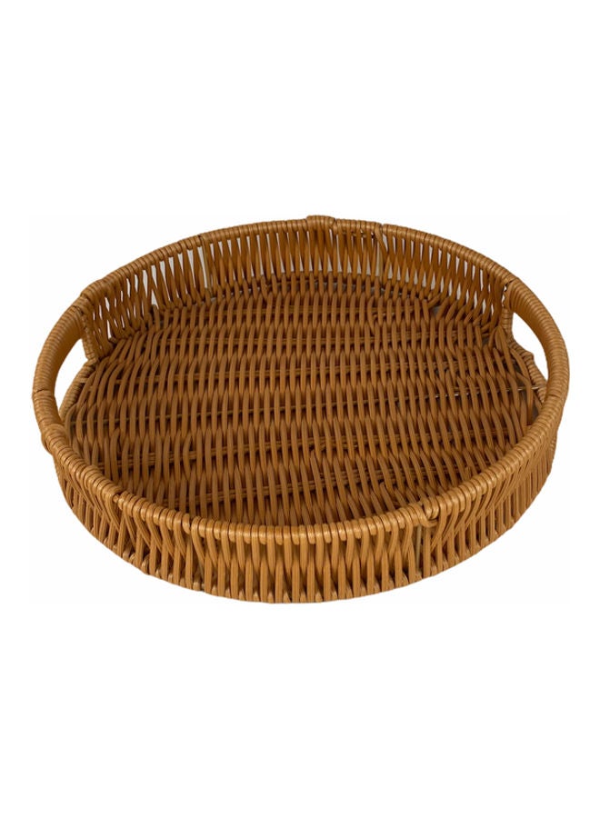 Round Artificial Bamboo Tray Brown 25x25cm