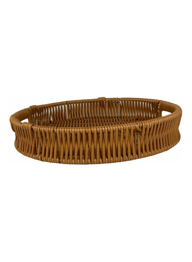 Round Artificial Bamboo Tray Brown 25x25cm