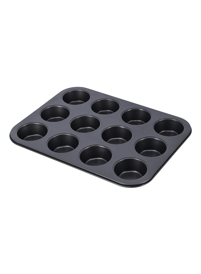 Royalford 3-Piece Baking Set Cookie Sheet 1Pc Size: 37X25.5X1.6 Cm, Thickness: 0.4 Mm 12 Cups Muffin Pan 1Pc Size: 35X26.5X3 Cm, Thickness: 0.4 Mm Roaster Pan 1Pc Size: 34.5X24X4.5 Cm, Thickness: 0.5 Mm Black 37cm  - Image 5