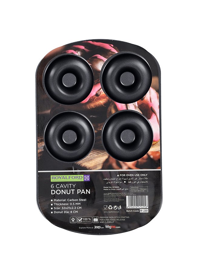 Royalford 6-Cavity Donut Pan Black 32cm  - Image 1